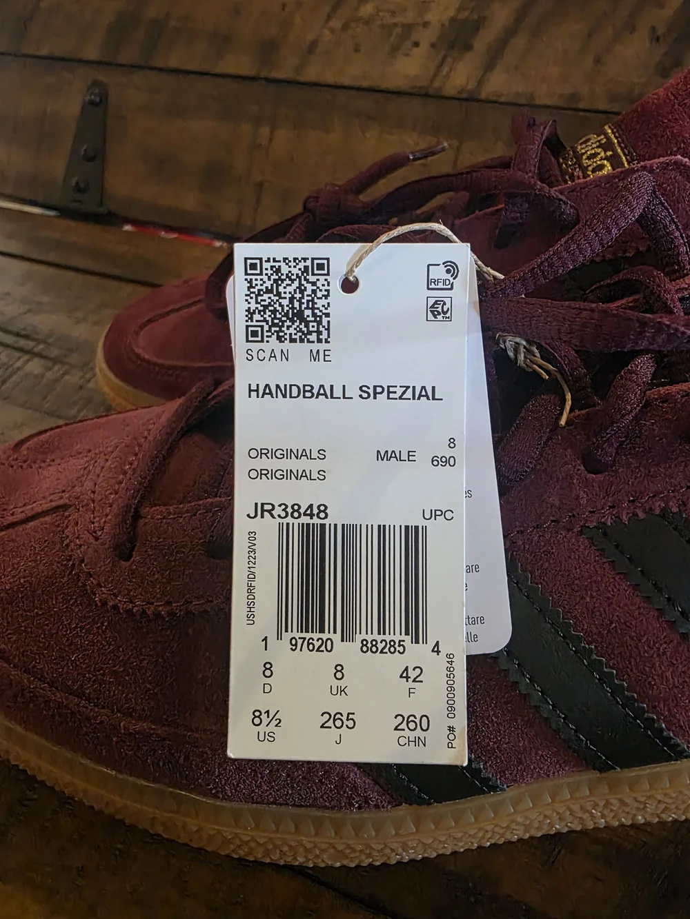 adidas Originals- Handball Spezial Men’s Suede Sneaker - Maroon/Black/Gold